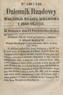 Dziennik Rządowy Wolnego Miasta Krakowa i Jego Okręgu. 1845, nr 145-146