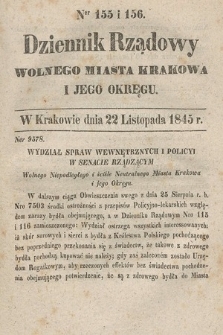 Dziennik Rządowy Wolnego Miasta Krakowa i Jego Okręgu. 1845, nr 155-156