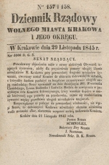 Dziennik Rządowy Wolnego Miasta Krakowa i Jego Okręgu. 1845, nr 157-158