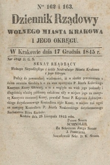 Dziennik Rządowy Wolnego Miasta Krakowa i Jego Okręgu. 1845, nr 162-163