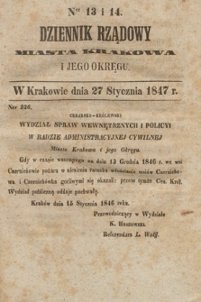 Dziennik Rządowy Miasta Krakowa i Jego Okręgu. 1847, nr 13-14