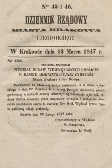 Dziennik Rządowy Miasta Krakowa i Jego Okręgu. 1847, nr 45-46