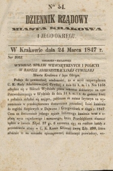 Dziennik Rządowy Miasta Krakowa i Jego Okręgu. 1847, nr 54