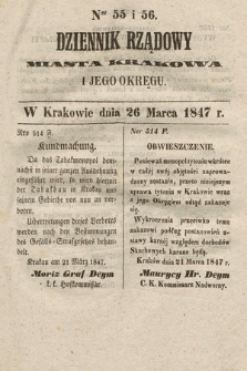 Dziennik Rządowy Miasta Krakowa i Jego Okręgu. 1847, nr 55-56