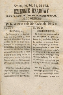 Dziennik Rządowy Miasta Krakowa i Jego Okręgu. 1847, nr 68-73