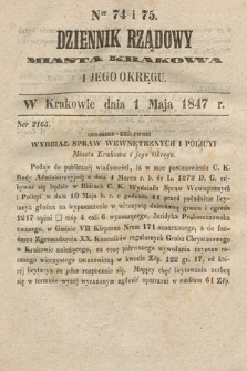Dziennik Rządowy Miasta Krakowa i Jego Okręgu. 1847, nr 74-75
