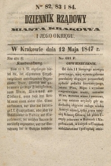 Dziennik Rządowy Miasta Krakowa i Jego Okręgu. 1847, nr 82-84
