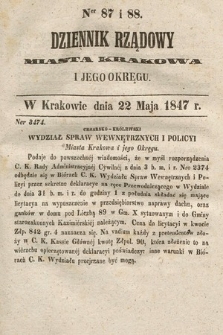 Dziennik Rządowy Miasta Krakowa i Jego Okręgu. 1847, nr 87-88