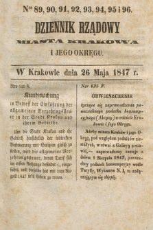 Dziennik Rządowy Miasta Krakowa i Jego Okręgu. 1847, nr 89-96