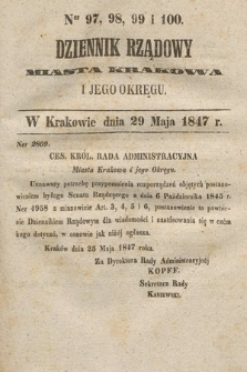 Dziennik Rządowy Miasta Krakowa i Jego Okręgu. 1847, nr 97-100
