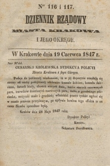 Dziennik Rządowy Miasta Krakowa i Jego Okręgu. 1847, nr 116-117