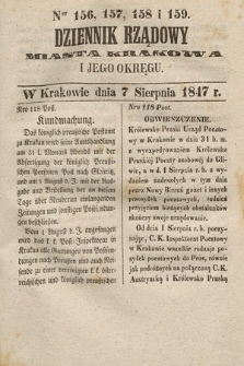 Dziennik Rządowy Miasta Krakowa i Jego Okręgu. 1847, nr 156-159