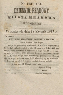 Dziennik Rządowy Miasta Krakowa i Jego Okręgu. 1847, nr 163-164