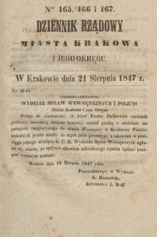 Dziennik Rządowy Miasta Krakowa i Jego Okręgu. 1847, nr 165-167