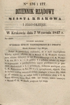 Dziennik Rządowy Miasta Krakowa i Jego Okręgu. 1847, nr 176-177