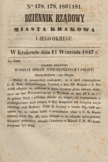Dziennik Rządowy Miasta Krakowa i Jego Okręgu. 1847, nr 178-181
