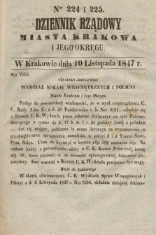 Dziennik Rządowy Miasta Krakowa i Jego Okręgu. 1847, nr 224-225