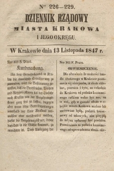 Dziennik Rządowy Miasta Krakowa i Jego Okręgu. 1847, nr 226-229