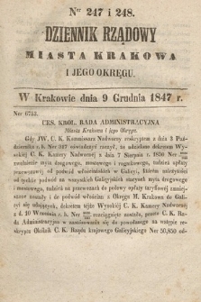 Dziennik Rządowy Miasta Krakowa i Jego Okręgu. 1847, nr 247-248