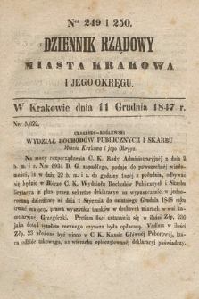 Dziennik Rządowy Miasta Krakowa i Jego Okręgu. 1847, nr 249-250