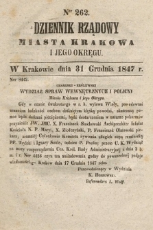 Dziennik Rządowy Miasta Krakowa i Jego Okręgu. 1847, nr 262