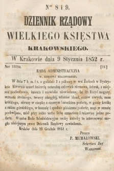 Dziennik Rządowy Wielkiego Księstwa Krakowskiego. 1852, nr 8-9