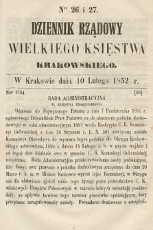 Dziennik Rządowy Wielkiego Księstwa Krakowskiego. 1852, nr 26-27