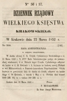 Dziennik Rządowy Wielkiego Księstwa Krakowskiego. 1852, nr 56-57