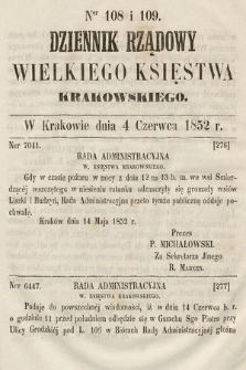 Dziennik Rządowy Wielkiego Księstwa Krakowskiego. 1852, nr 108-109