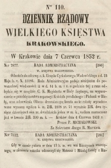 Dziennik Rządowy Wielkiego Księstwa Krakowskiego. 1852, nr 110