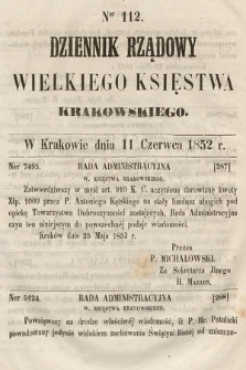 Dziennik Rządowy Wielkiego Księstwa Krakowskiego. 1852, nr 112