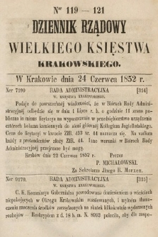 Dziennik Rządowy Wielkiego Księstwa Krakowskiego. 1852, nr 119-121