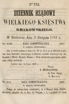 Dziennik Rządowy Wielkiego Księstwa Krakowskiego. 1852, nr 152