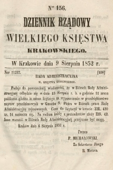 Dziennik Rządowy Wielkiego Księstwa Krakowskiego. 1852, nr 156