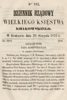 Dziennik Rządowy Wielkiego Księstwa Krakowskiego. 1852, nr 162