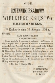 Dziennik Rządowy Wielkiego Księstwa Krakowskiego. 1852, nr 163