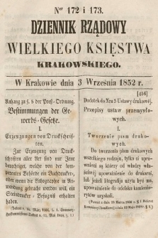 Dziennik Rządowy Wielkiego Księstwa Krakowskiego. 1852, nr 172-173