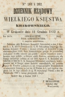 Dziennik Rządowy Wielkiego Księstwa Krakowskiego. 1852, nr 261-262