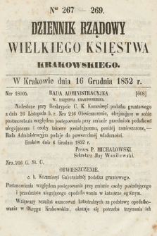 Dziennik Rządowy Wielkiego Księstwa Krakowskiego. 1852, nr 267-269