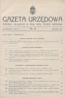 Gazeta Urzędowa Zarządu Miejskiego w Stoł. Król. Mieście Krakowie. 1947, nr 11