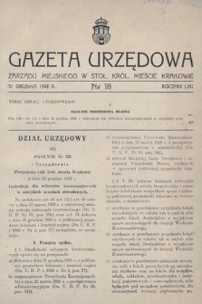 Gazeta Urzędowa Zarządu Miejskiego w Stoł. Król. Mieście Krakowie. 1947, nr 18