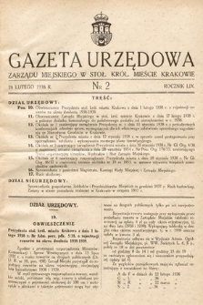 Gazeta Urzędowa Zarządu Miejskiego w Stoł. Król. Mieście Krakowie. 1938, nr 2