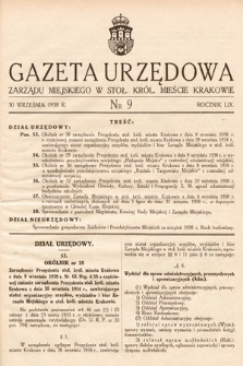 Gazeta Urzędowa Zarządu Miejskiego w Stoł. Król. Mieście Krakowie. 1938, nr 9