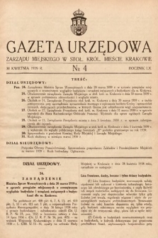 Gazeta Urzędowa Zarządu Miejskiego w Stoł. Król. Mieście Krakowie. 1939, nr 4