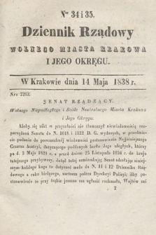 Dziennik Rządowy Wolnego Miasta Krakowa i Jego Okręgu. 1838, nr 34-35