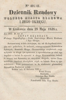 Dziennik Rządowy Wolnego Miasta Krakowa i Jego Okręgu. 1838, nr 40-41