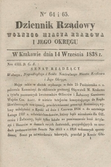 Dziennik Rządowy Wolnego Miasta Krakowa i Jego Okręgu. 1838, nr 64-65