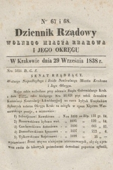 Dziennik Rządowy Wolnego Miasta Krakowa i Jego Okręgu. 1838, nr 67-68