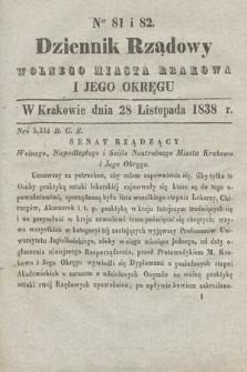 Dziennik Rządowy Wolnego Miasta Krakowa i Jego Okręgu. 1838, nr 81-82