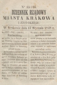 Dziennik Rządowy Miasta Krakowa i Jego Okręgu. 1848, nr 15-16